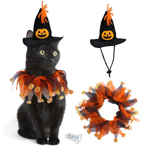 Halloween Collar Children Witch Hat Pet Dog Cat Funny Party Cosplay